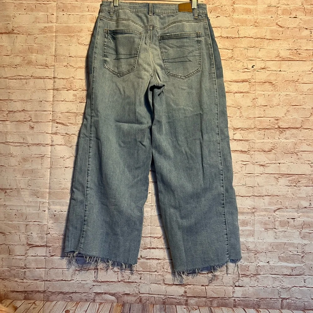 American Eagle low rise baggy stretch wide leg patchwork jeans size 8 short. - Picture 5 of 12